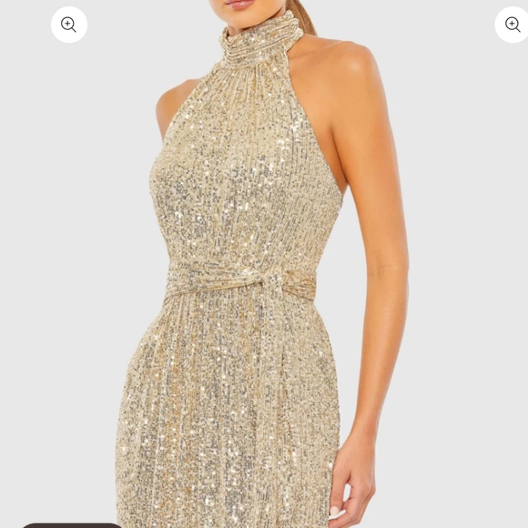 NWT Ieena For Mac Duggal Gold Sequin Gown 11281 Size 8 - Picture 2 of 8